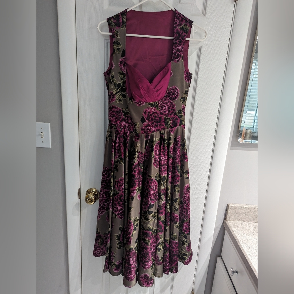 Plum Floral Vintage Style Dress
